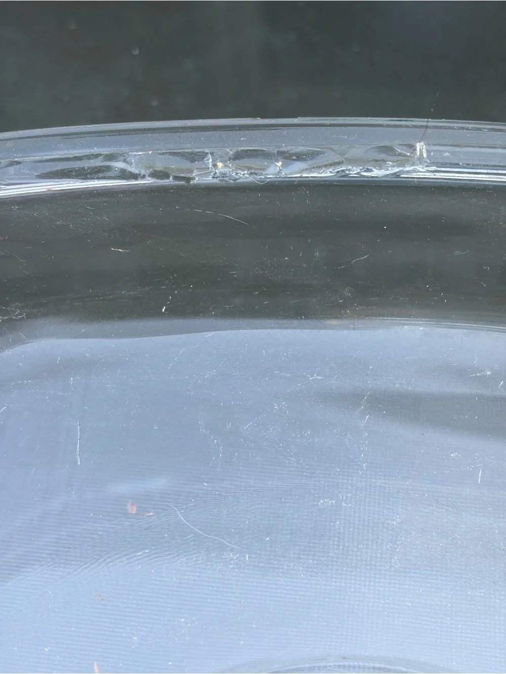 PYREX A-12-C Clear Glass Square Lid with Knob - chips pictured